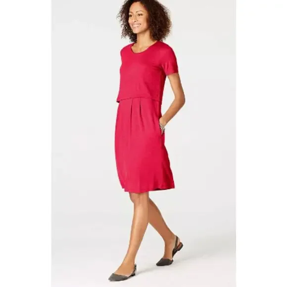J. Jill | Dresses | Nwt J Jill Layered Knit Dress Womens Size S Petite  Sangria Red Jersey Knit | Poshmark
